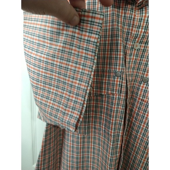 Sean John Orange Black Plaid Collared Button Short Sleeve Shirt. Size M - Picture 4 of 11